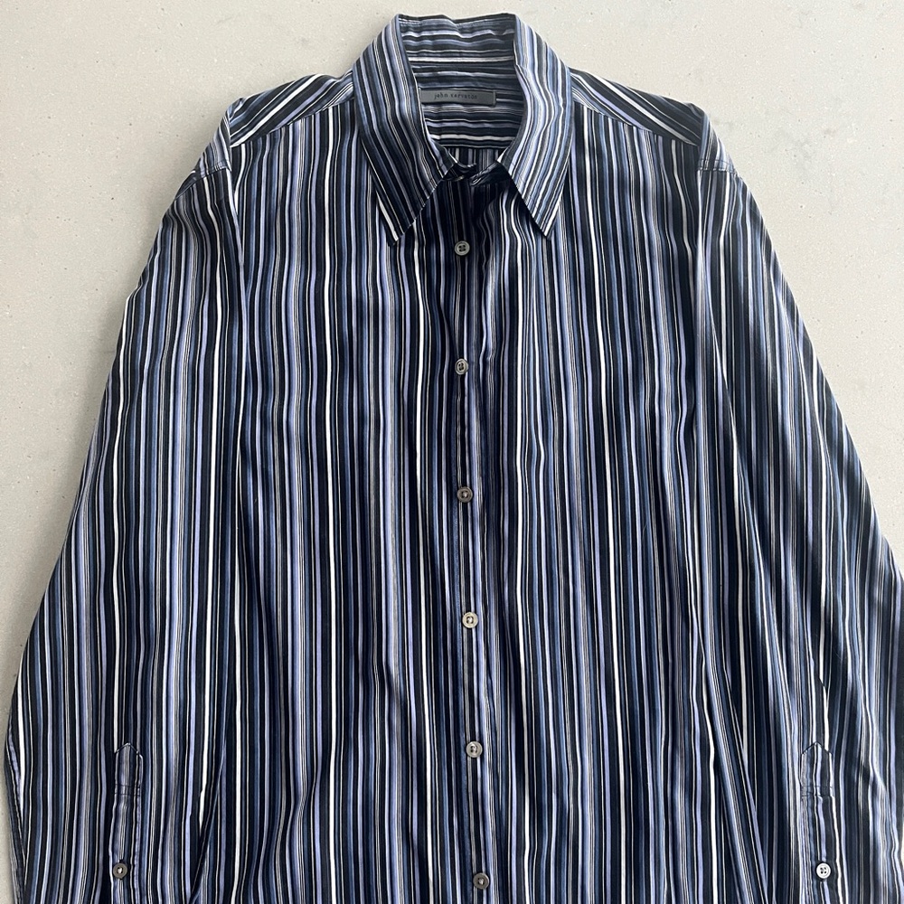 John Varvatos Vintage Striped Button Down Long Sleeve Men’s Shirt
